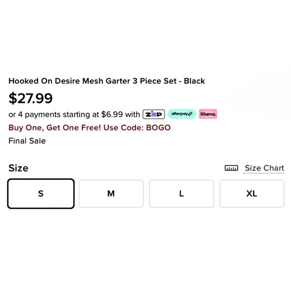 Fashion Nova Hooked on Desire Mesh Garter 3-piece Black Set S NWT - Picture 5 of 13